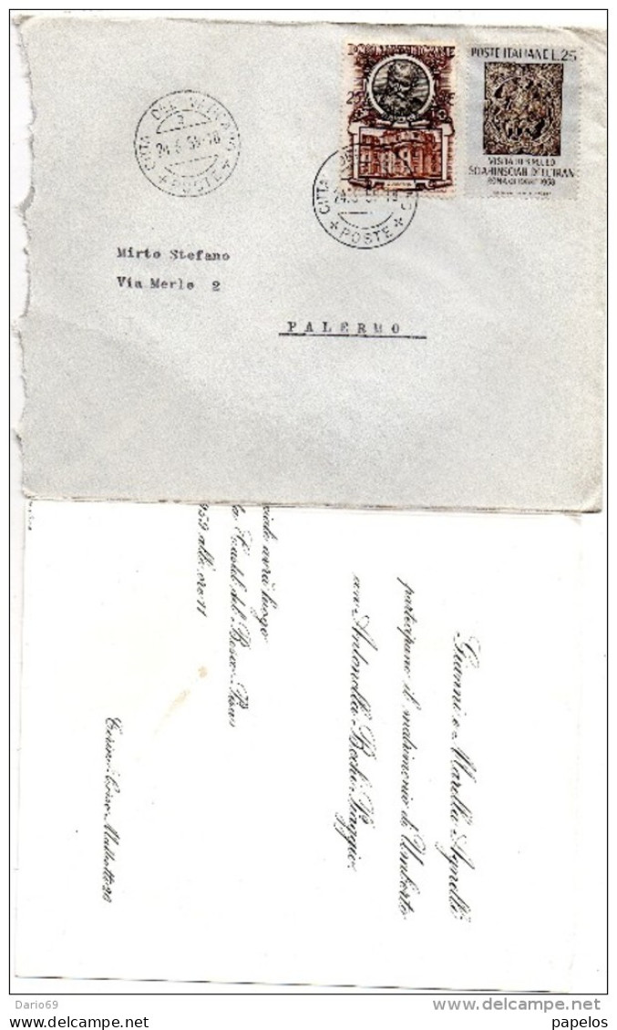 1959 LETTERA CON ANNULLO CITTÀ DEL VATICANO - Covers & Documents