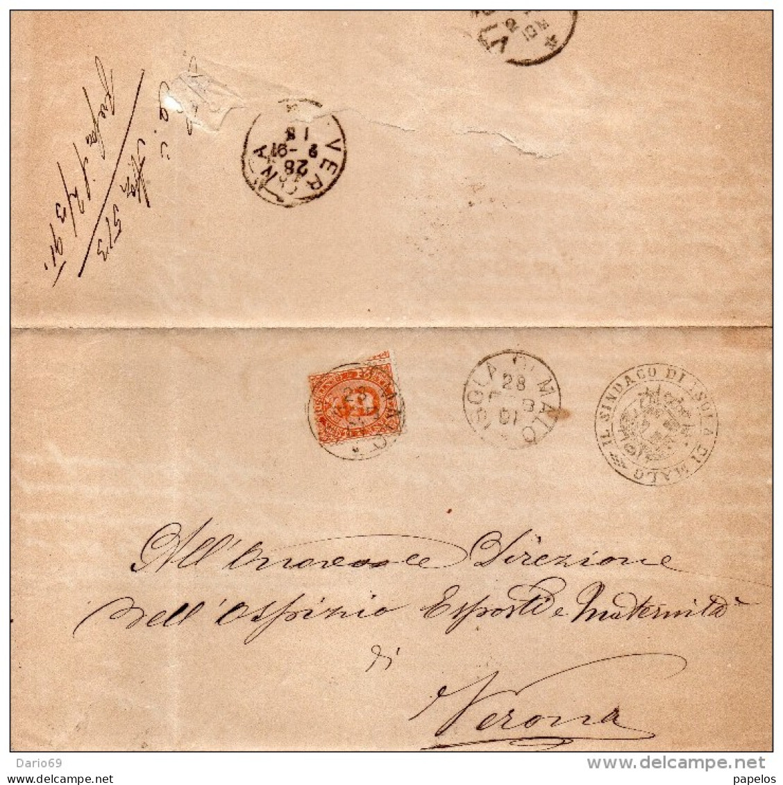 1891   LETTERA  CON ANNULLO ISOLA DI MALO  VICENZA - Storia Postale