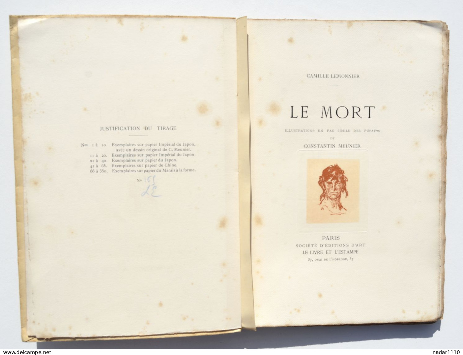 Le Mort - Camille Lemonnier, Illustrations Constantin Meunier - EO 1902, Exemplaire Numéroté Sur Marais à La Forme - 1901-1940