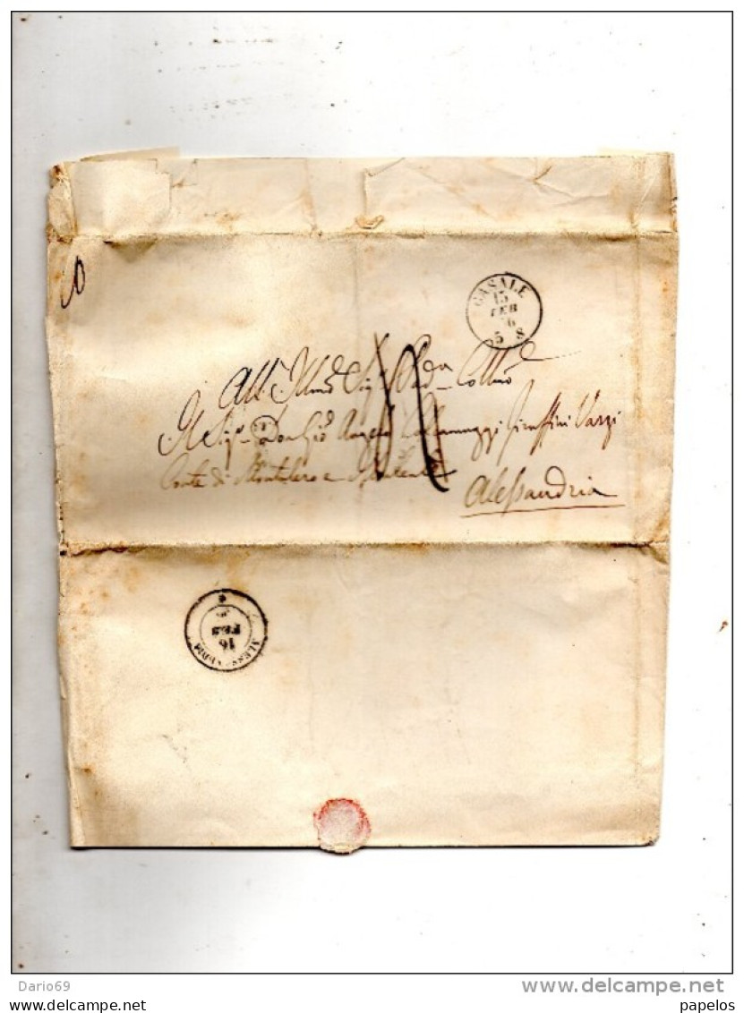 1856  LETTERA CON ANNULLO CASALE ALESSANDRIA - 1. ...-1850 Prefilatelia