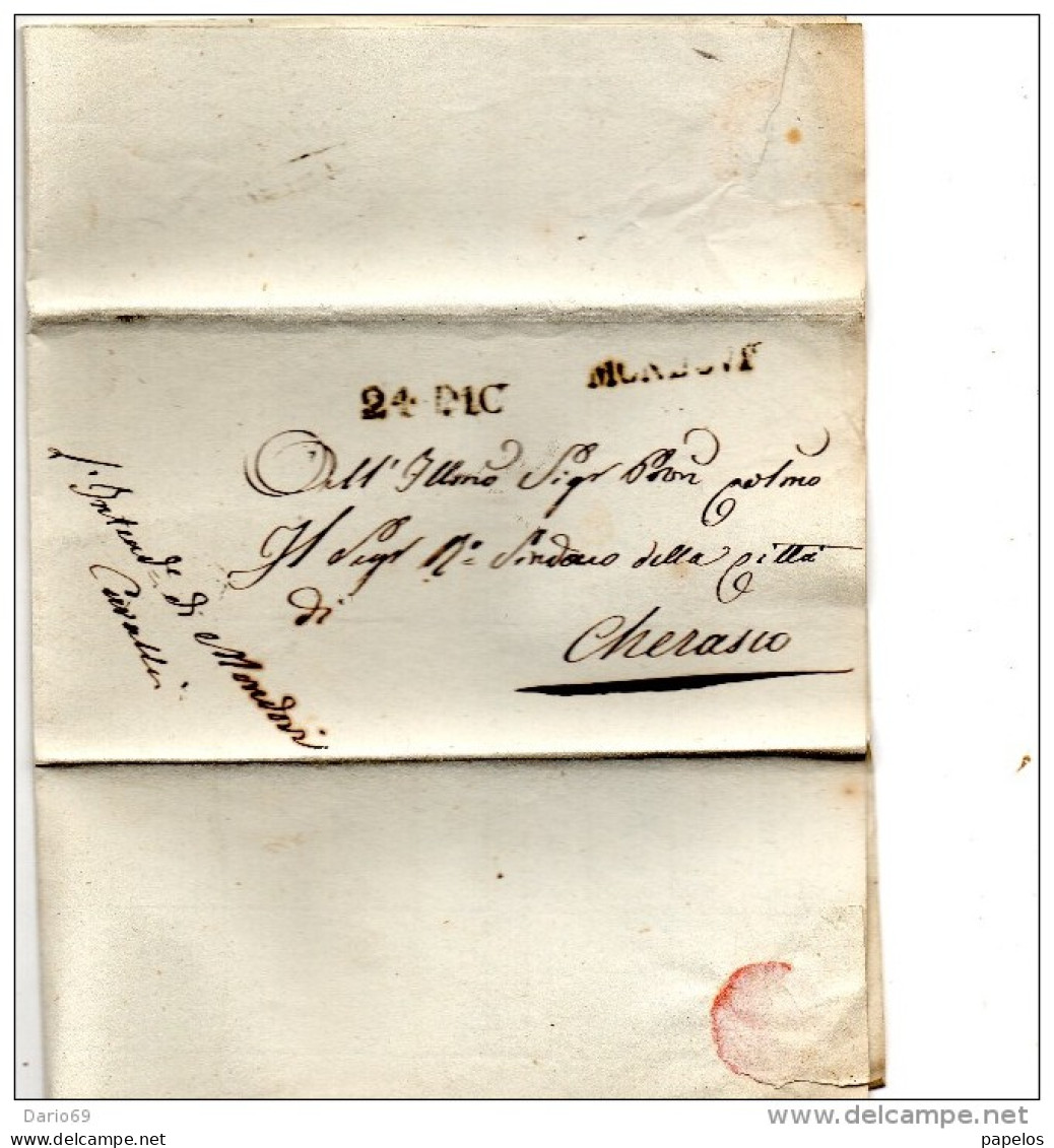 1830  LETTERA CON ANNULLO  MONDOVI CUNEO - ...-1850 Préphilatélie