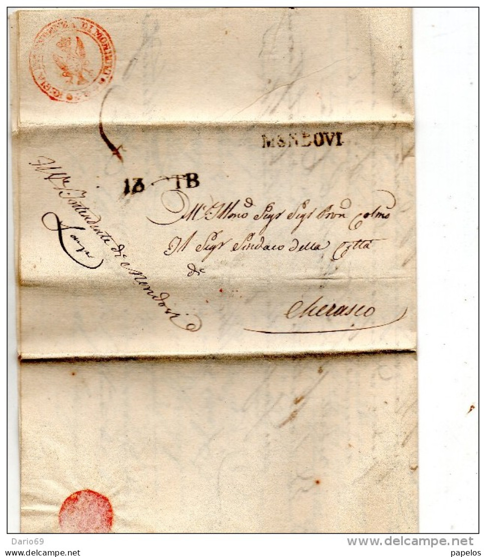 1830 LETTERA CON ANNULLO  MONDOVI CUNEO - 1. ...-1850 Prephilately