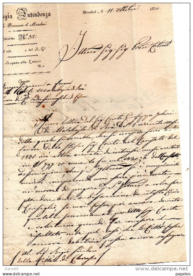 1830 LETTERA CON ANNULLO  MONDOVI CUNEO - ...-1850 Préphilatélie
