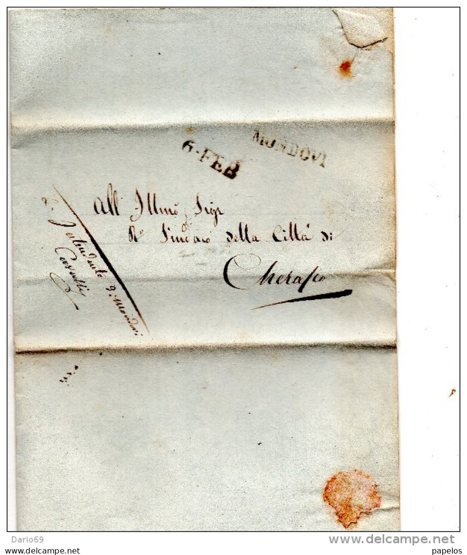1829 LETTERA CON ANNULLO  MONDOVI CUNEO - ...-1850 Préphilatélie