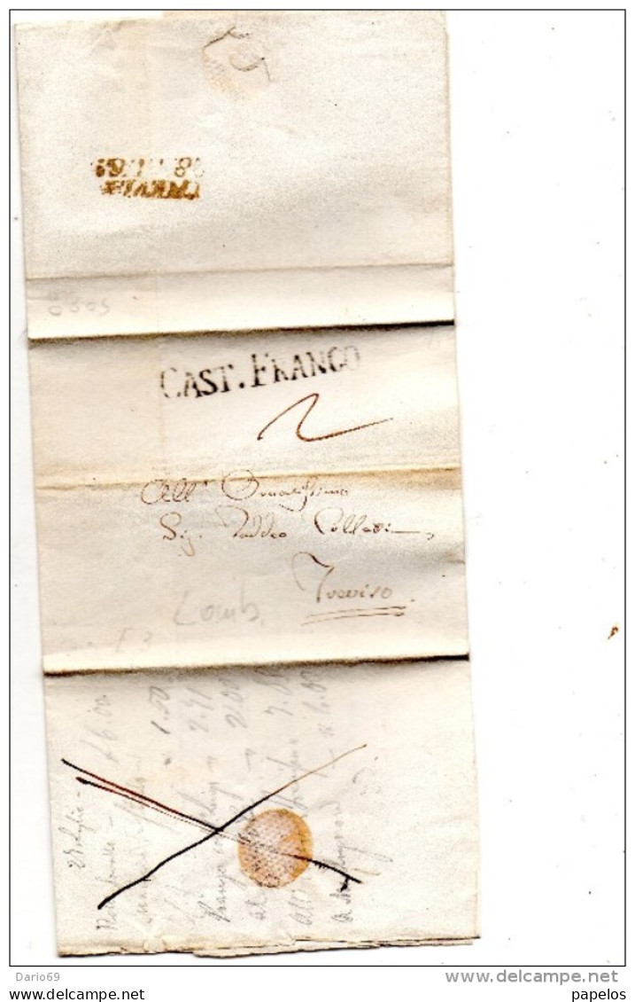 LETTERA CON ANNULLO CASTEL FRANCO TREVISO - ...-1850 Préphilatélie