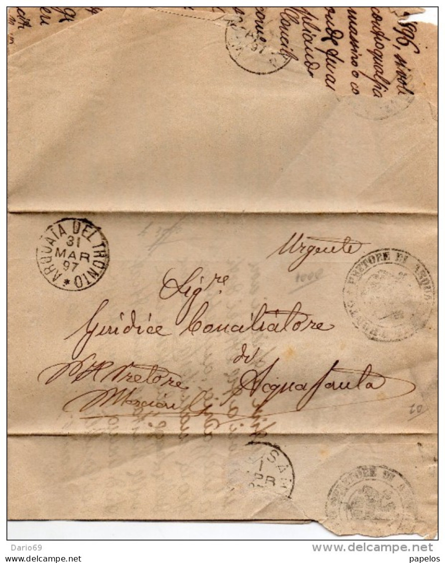 1897  LETTERA CON ANNULLO ARQUATA DEL TRONTO ASCOLI - Storia Postale