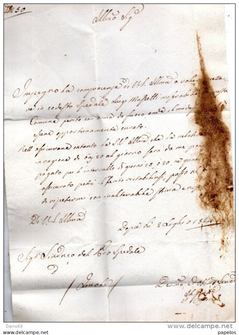 1824   LETTERA CON ANNULLO DOZZA BOLOGNA X IMOLA - ...-1850 Préphilatélie