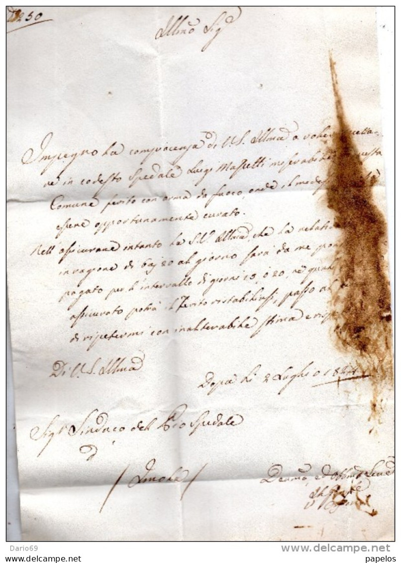 1824   LETTERA CON ANNULLO DOZZA BOLOGNA X IMOLA - ...-1850 Voorfilatelie