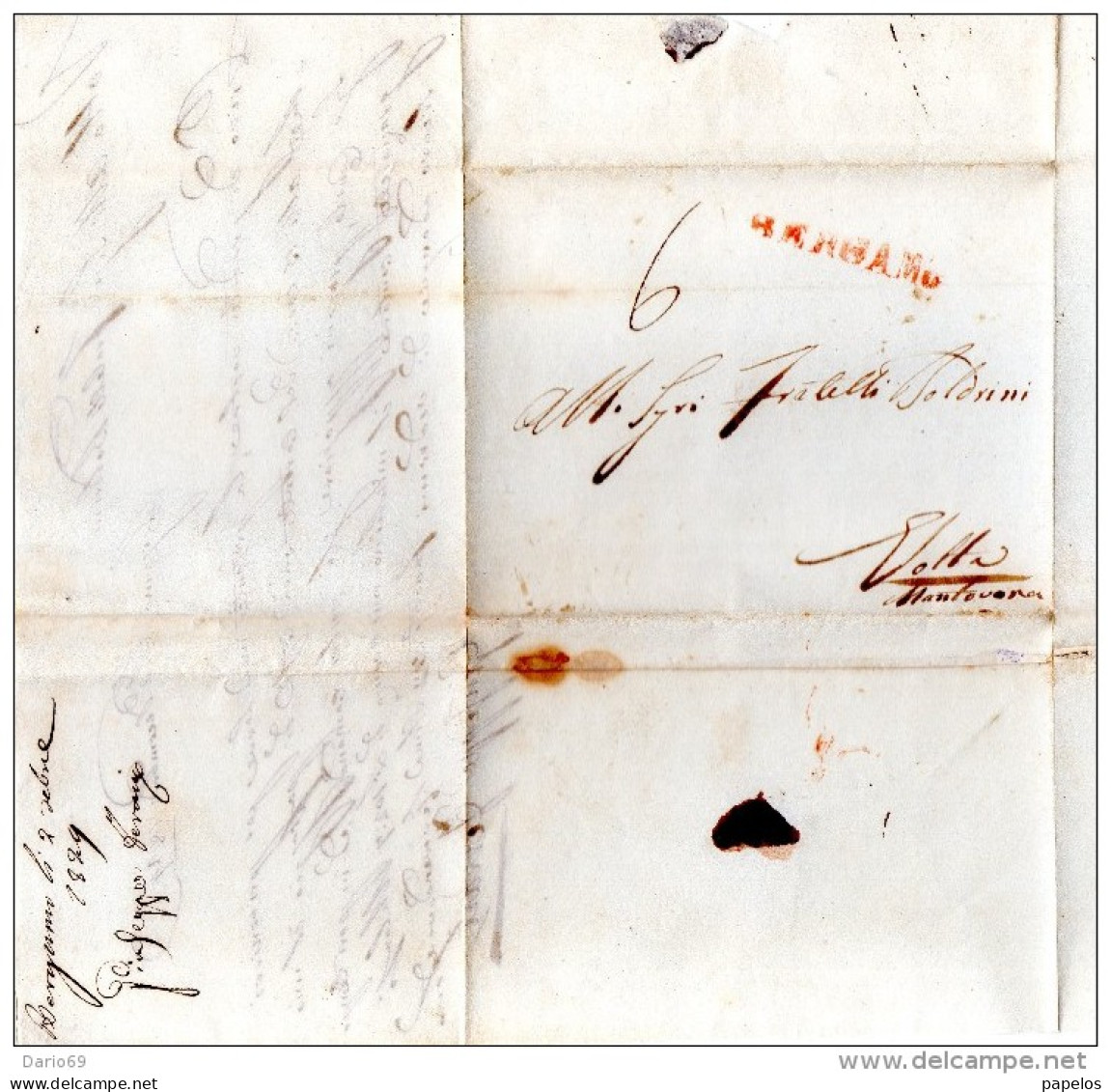 1829 LETTERA CON ANNULLO BERGAMO IN ROSSO - ...-1850 Préphilatélie