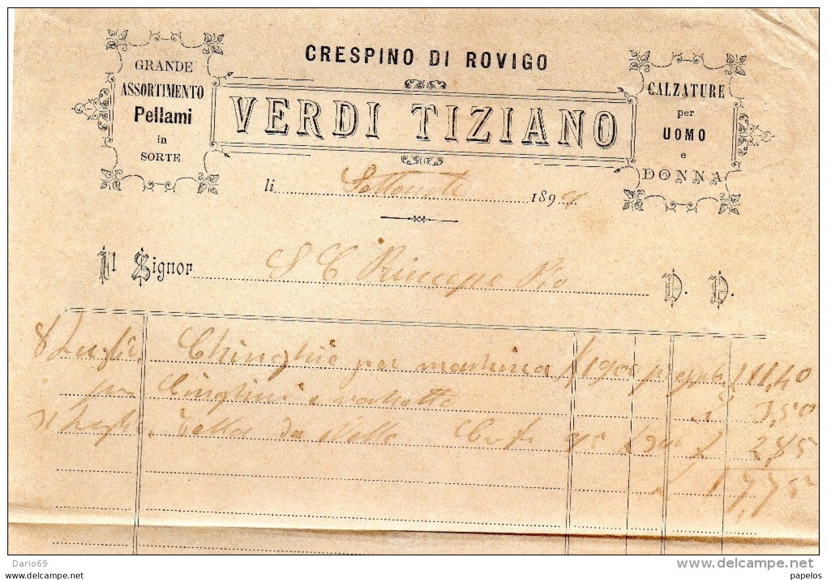 1899 CRESPINO ROVIGO - VERDI TIZIANO - CALZATURE - Italy