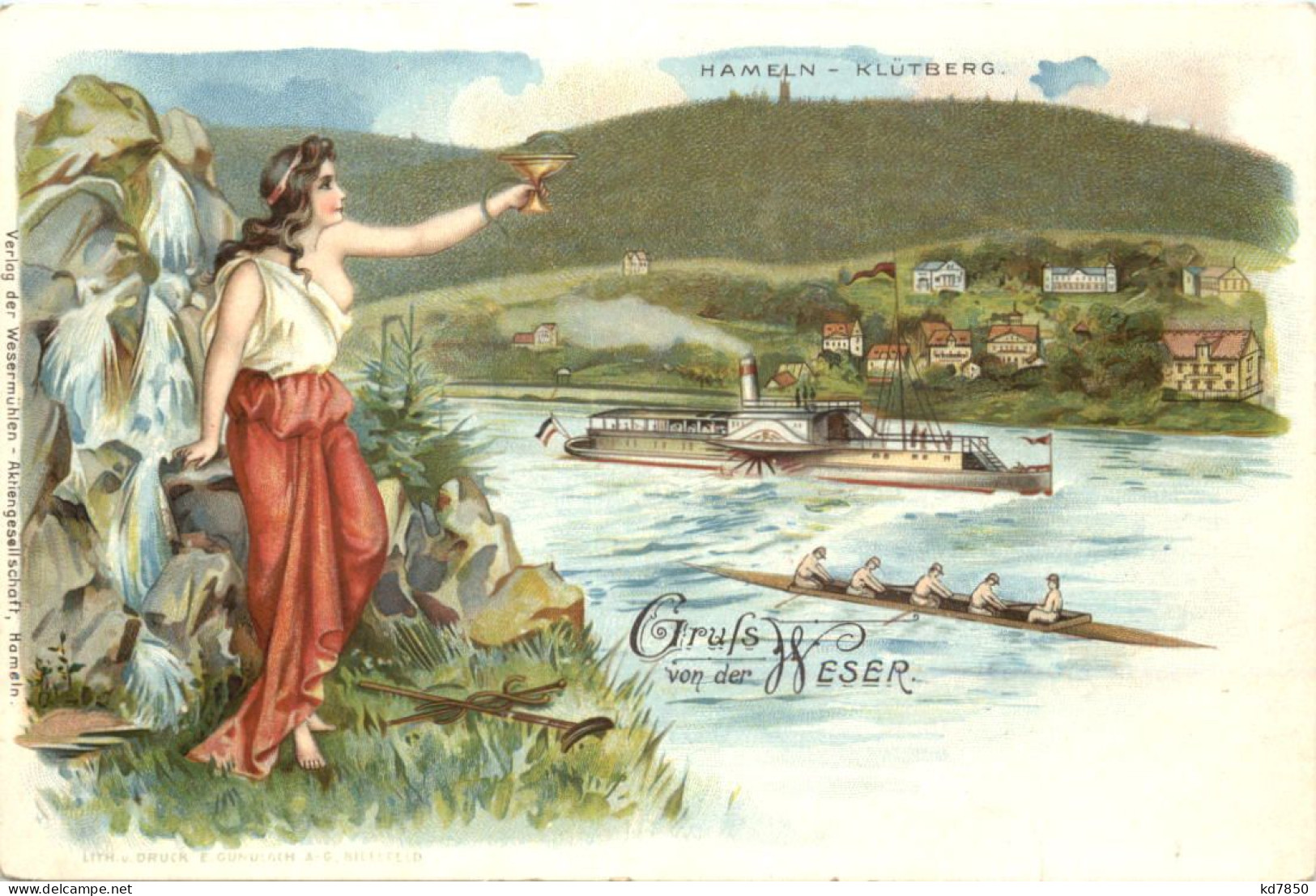 Hameln - Gruss Von Der Weser - Litho - Hameln (Pyrmont)