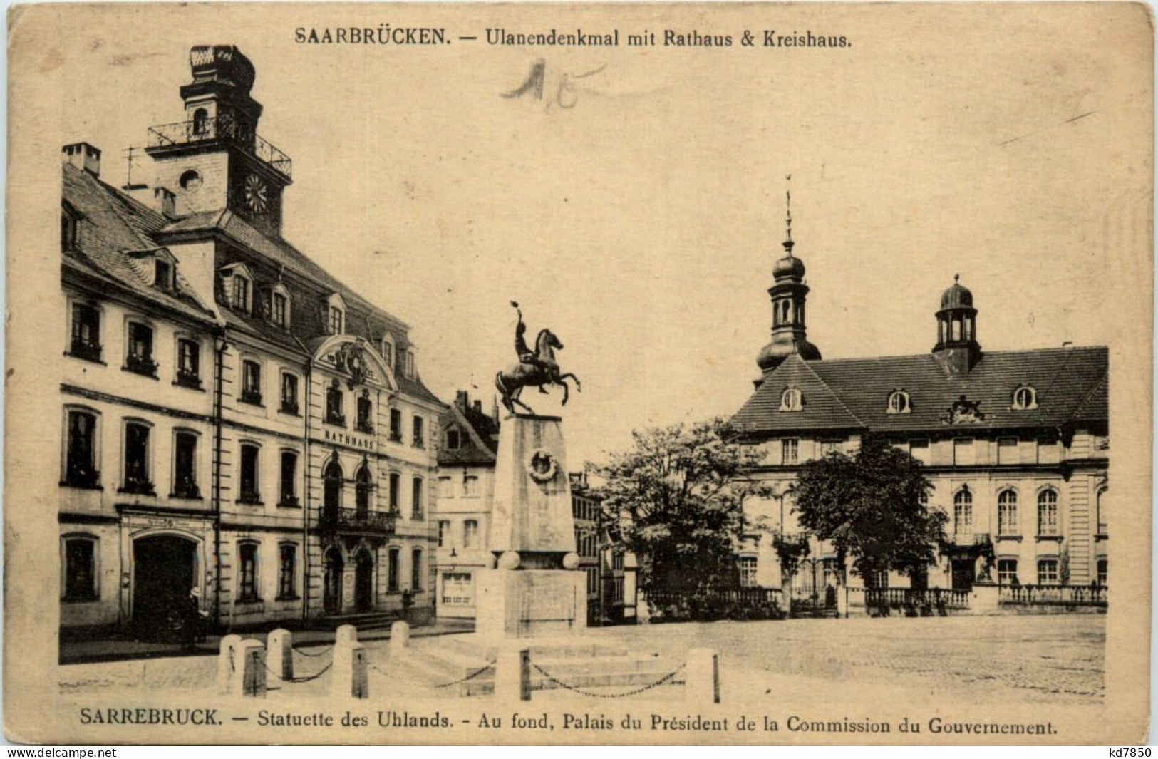 Saarbrücken - Ulanendenkmal Mit Rathaus - Saarbruecken