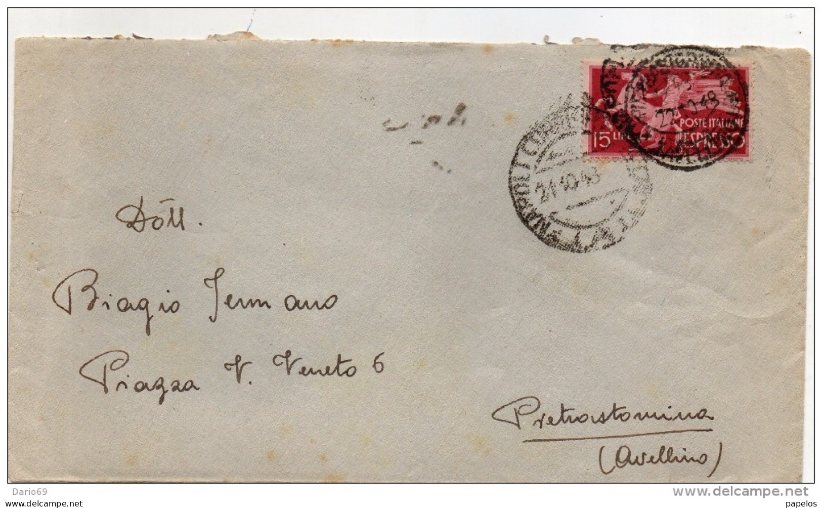 1948  LETTERA ESPRESSO  CON ANNULLO NAPOLI - Express/pneumatic Mail