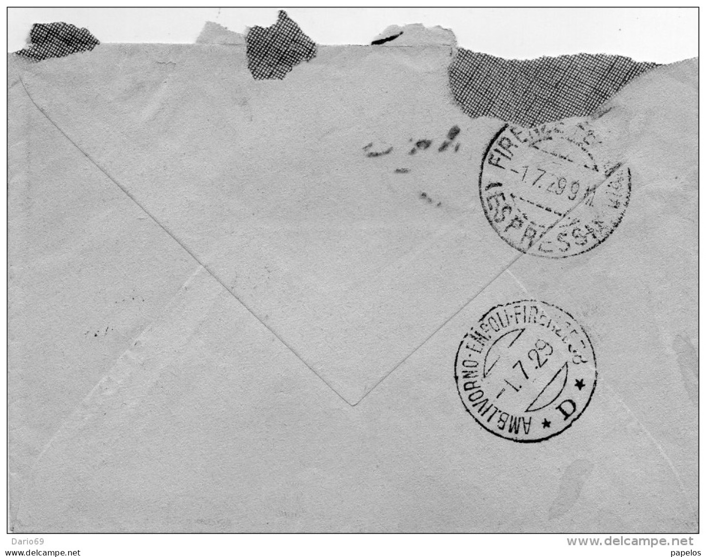 1929   LETTERA ESPRESSO CON ANNULLO  LAMPORECCHIO PISTOIA + AMBULANTE LIVORNO - EMPOLI- FIRENZE - Express Mail