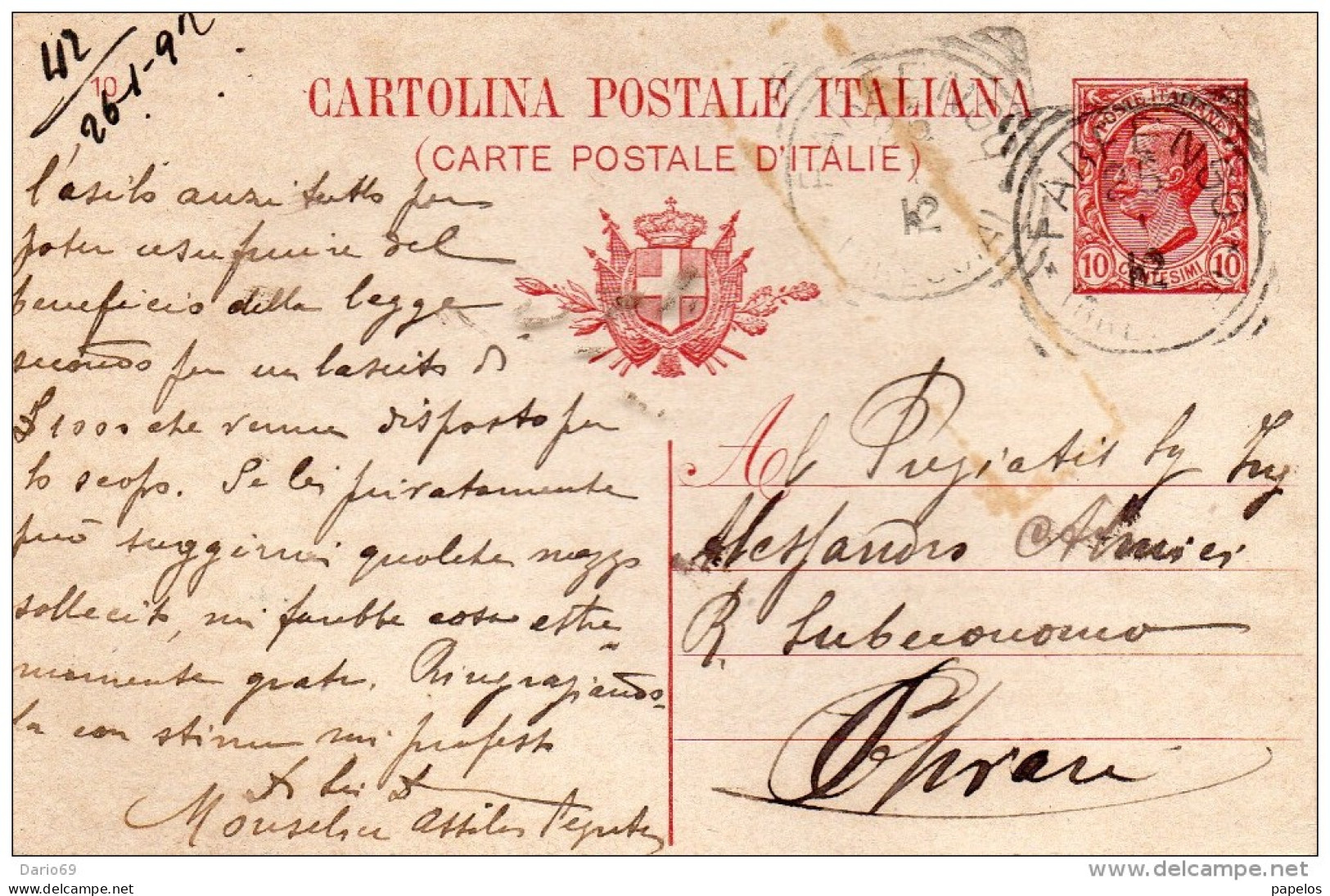 1912 CARTOLINA CON ANNULLO FARFENGO BRESCIA - Stamped Stationery