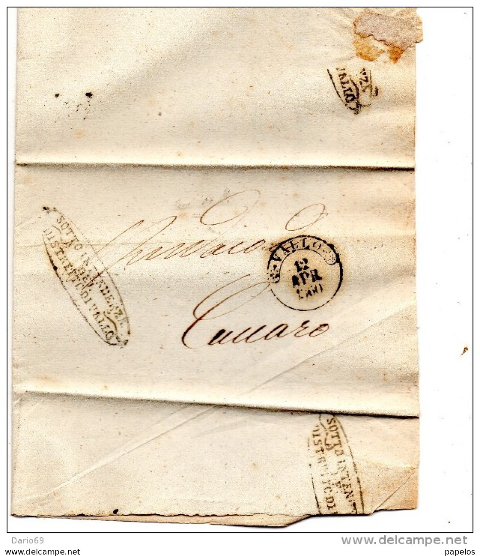 1860 LETTERA CON ANNULLO VALLO SALERNO - ...-1850 Préphilatélie