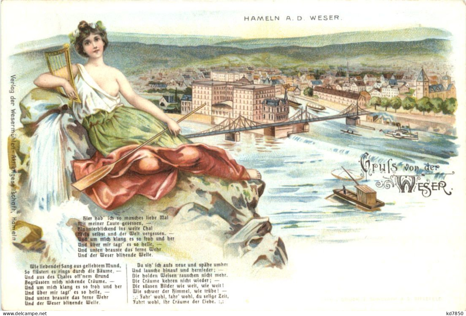 Hameln - Gruss Von Der Weser - Litho - Hameln (Pyrmont)