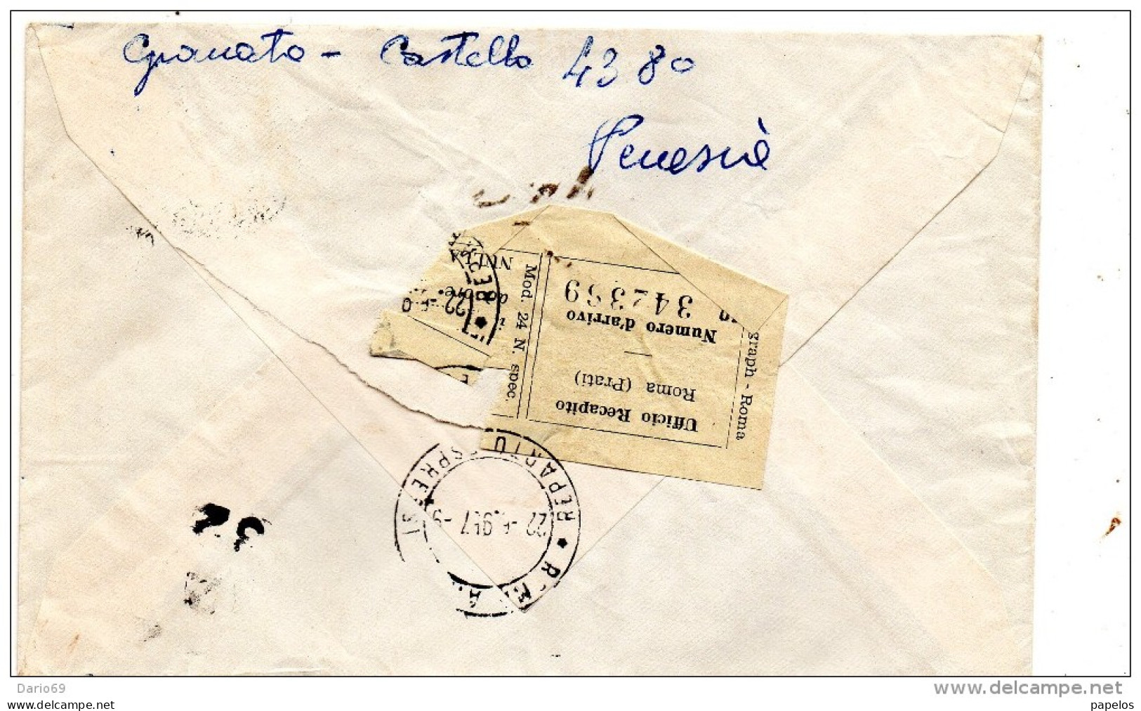 1957 LETTERA ESPRESSO  CON ANNULLO  VENEZIA  S. MARCO + ROMA - Eilpost/Rohrpost