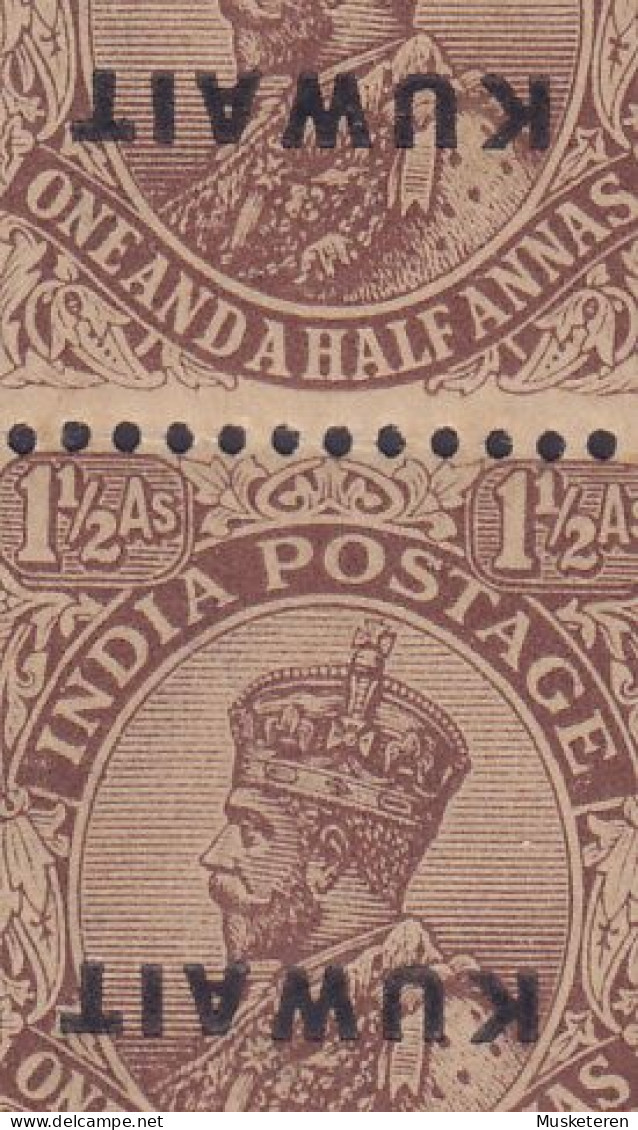 British India Used In Kuwait 1923 SG. 3, 6, King GV. INVERTED Overprinted KUWAIT Pair & Single, MH* (4 Scans) - Koweït