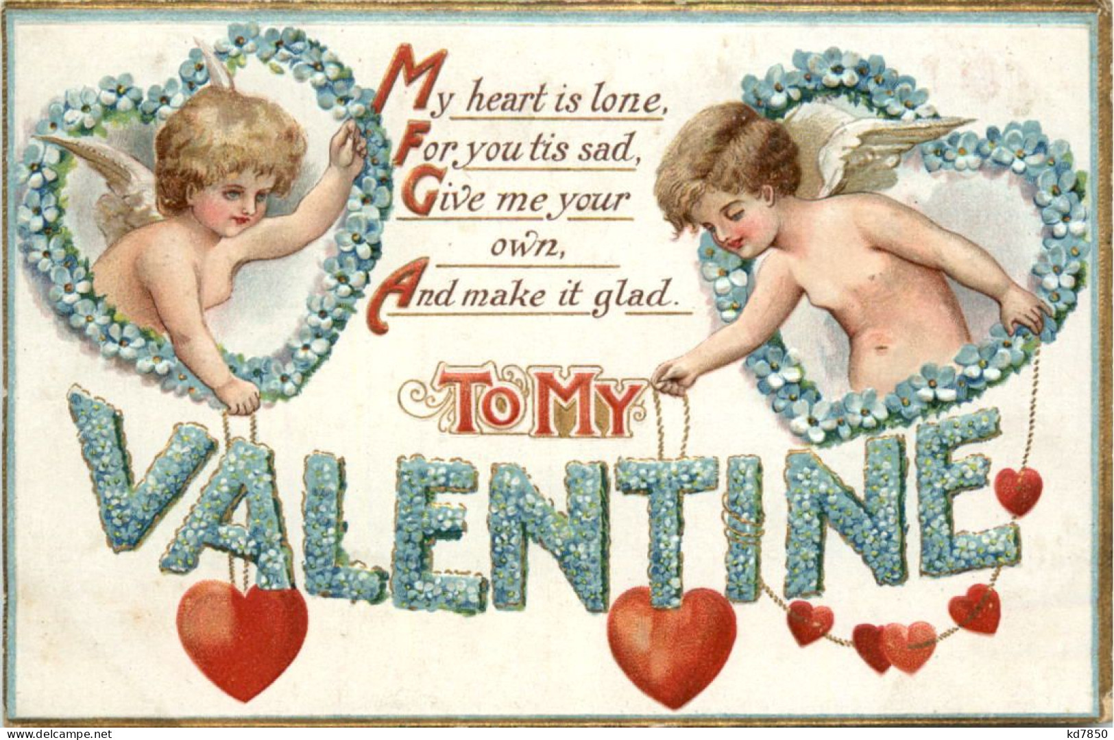 To My Valentine - Engel - Prägekarte - Anges