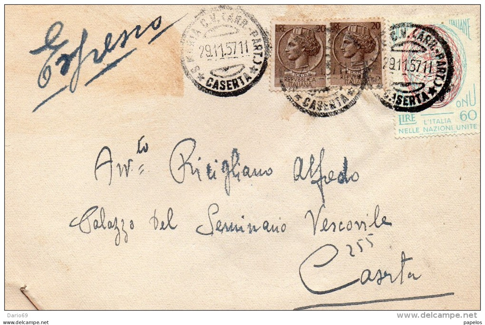 1957   LETTERA CON ANNULLO S.M. CAPUAVETERE CASERTA - 1946-60: Marcofilie