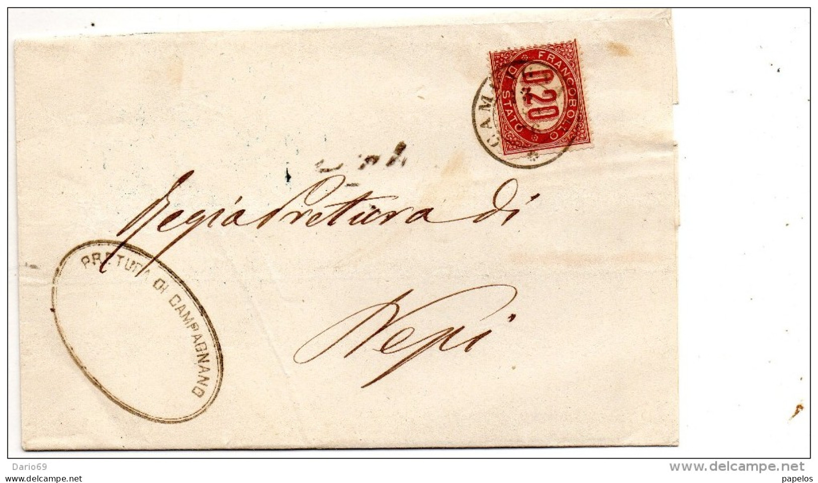 1876 LETTERA  CON ANNULLO  CAMPAGNANO ROMA - Poststempel