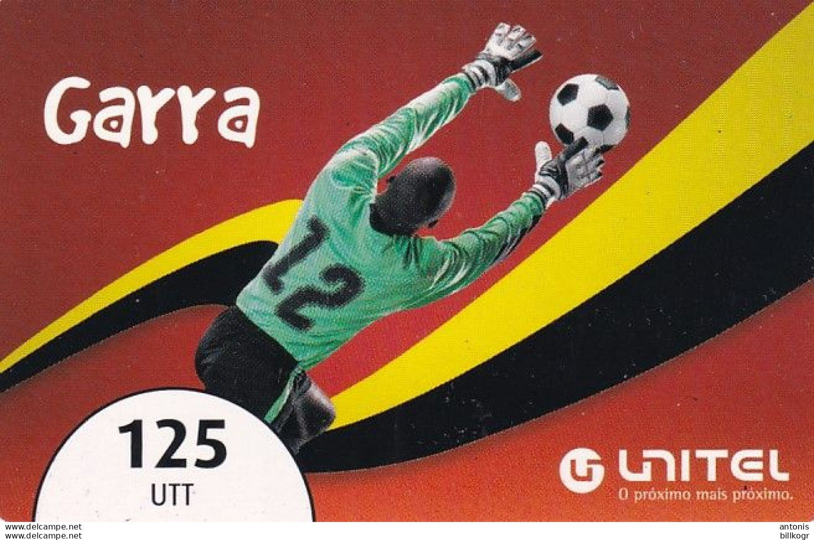 ANGOLA - Football, Unitel Recharge Card 125 Units, Exp.date 31/12/12, Used - Angola