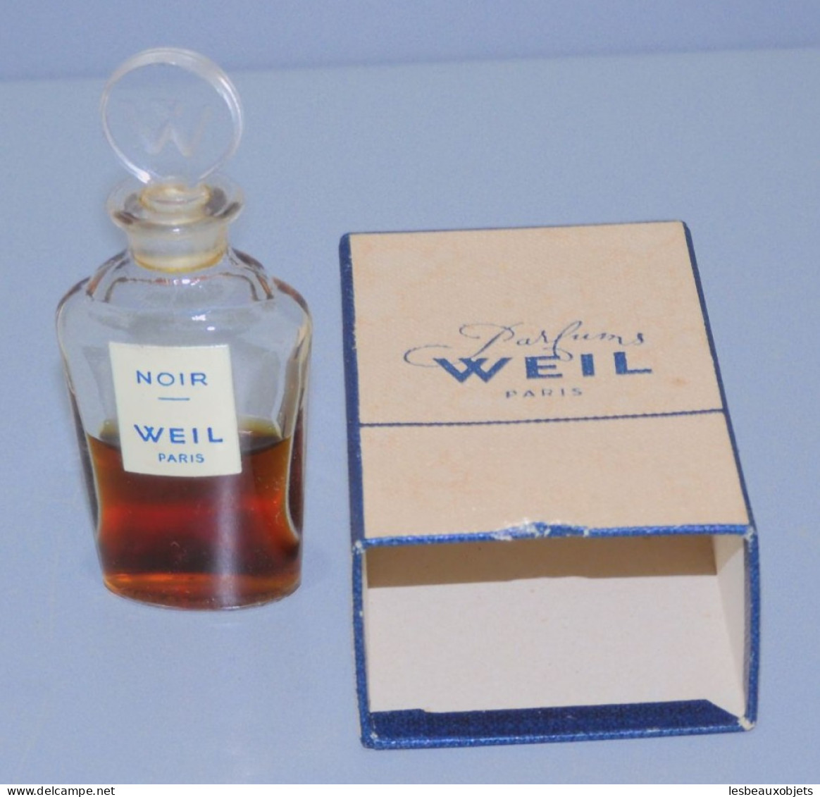 -ANCIEN PETIT FLACON VERRE PARFUM WEIL PARIS NOIR COLLECTION VITRINE déco    E