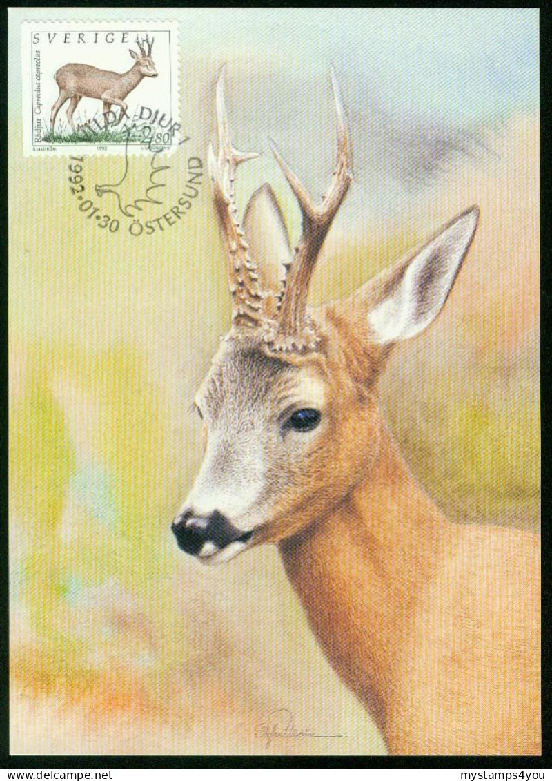 Mk Sweden Maximum Card 1992 MiNr 1700 D | Wildlife, Roe Buck #max-0032 - Cartoline Maximum