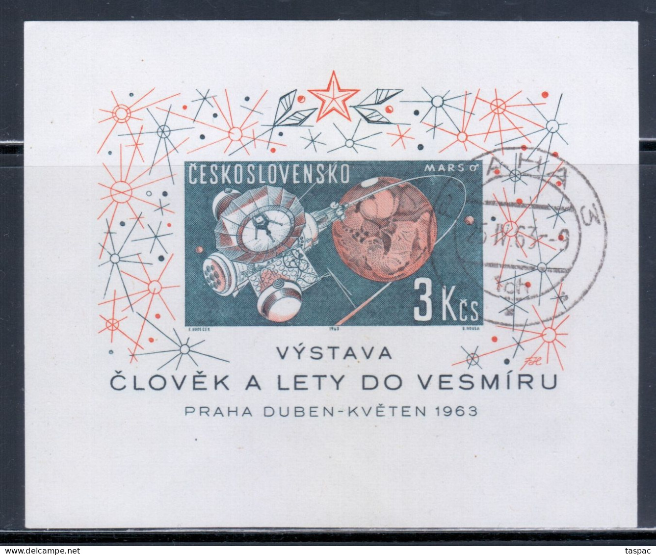 Czechoslovakia 1963 Mi# Block 19 Used - 1st Space Research Exhib., Prague - Europe