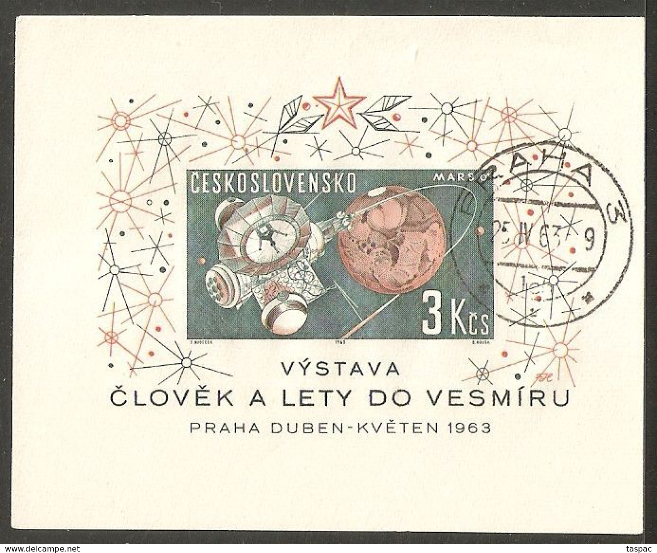 Czechoslovakia 1963 Mi# Block 19 Used - 1st Space Research Exhib., Prague - Used Stamps