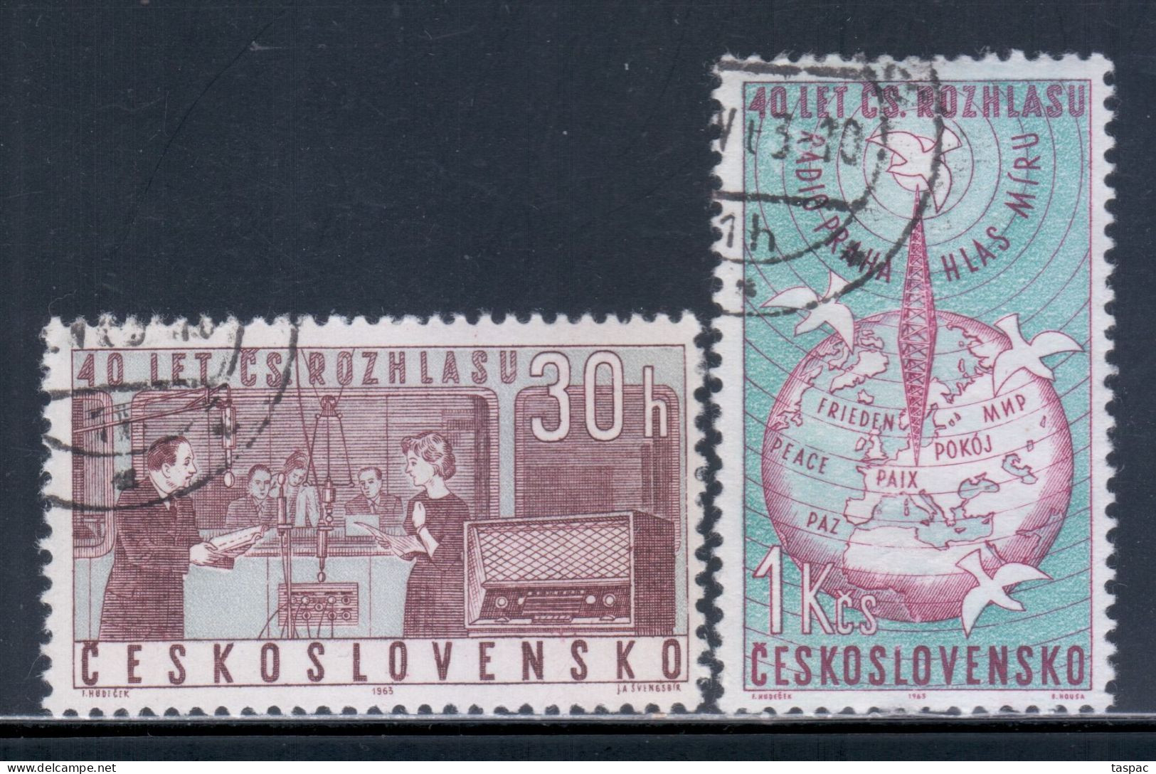 Czechoslovakia 1963 Mi# 1403-1404 Used - 40th Anniv. Of Czechoslovak Radio / Space - Europa