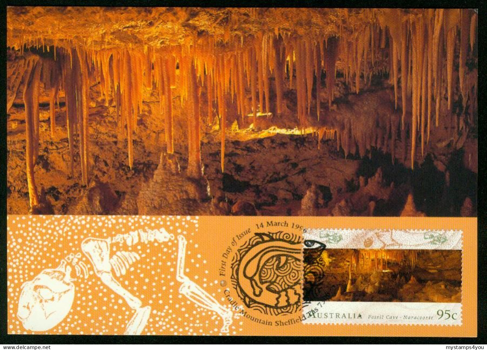 Mk Australia Maximum Card 1996 MiNr 1538 I | World Heritage Sites. Naracoorte Fossil Cave #max-0033 - Cartes-Maximum (CM)