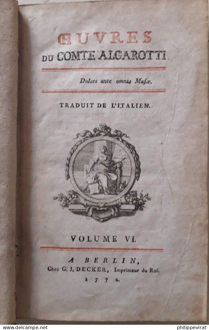 Oeuvres Du Comte Algarotti - 1772 - 1701-1800