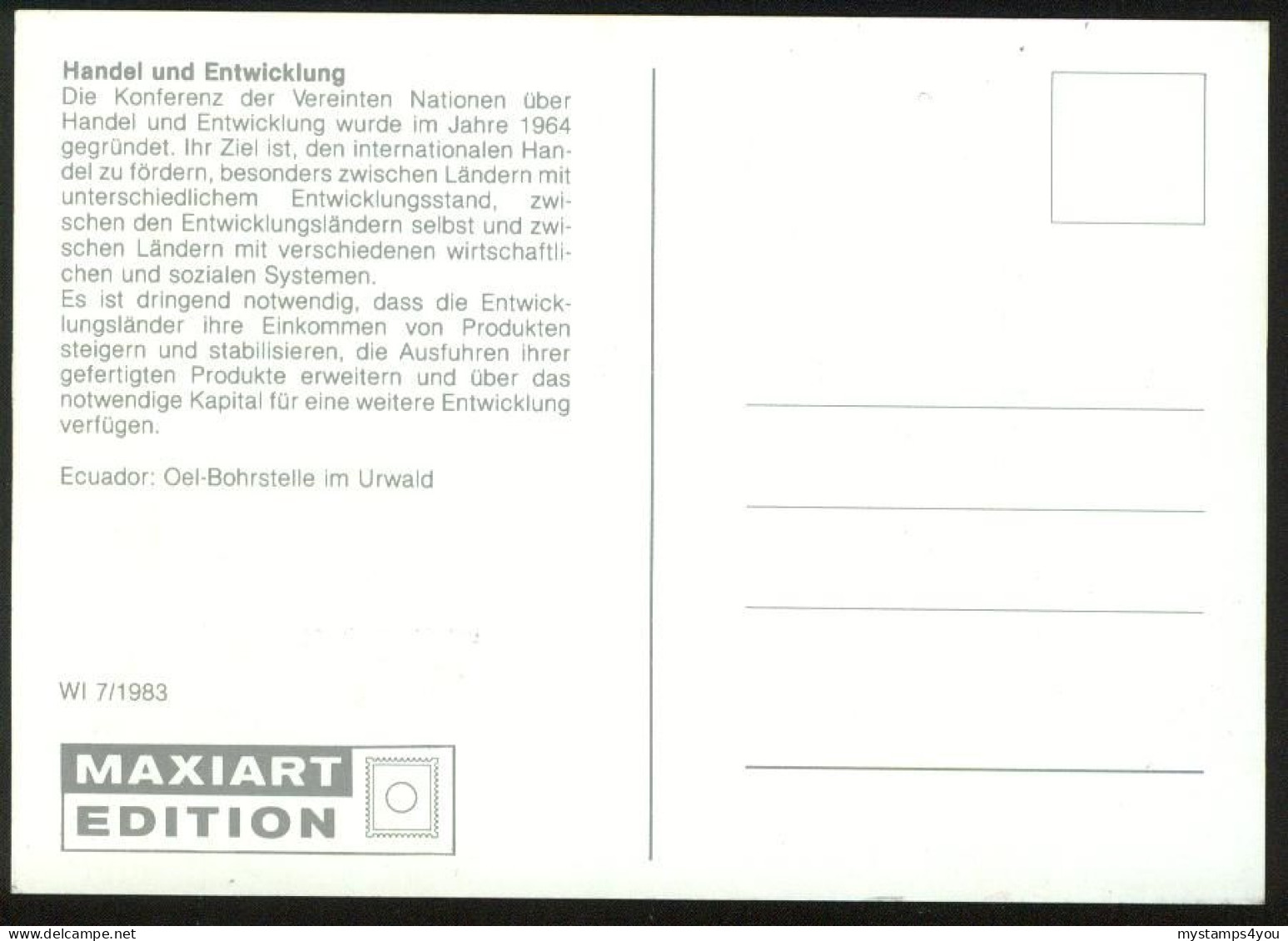 Mk UN Vienna (UNO) Maximum Card 1983 MiNr 35 | Trade And Development #max-0035 - Maximumkaarten