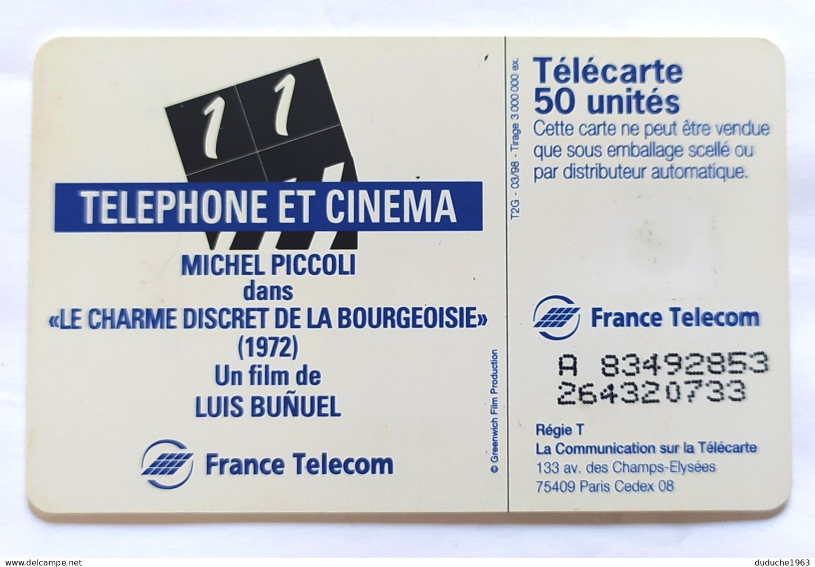 Télécarte France - Téléphone Et Cinéma - Michel Piccoli - Non Classés