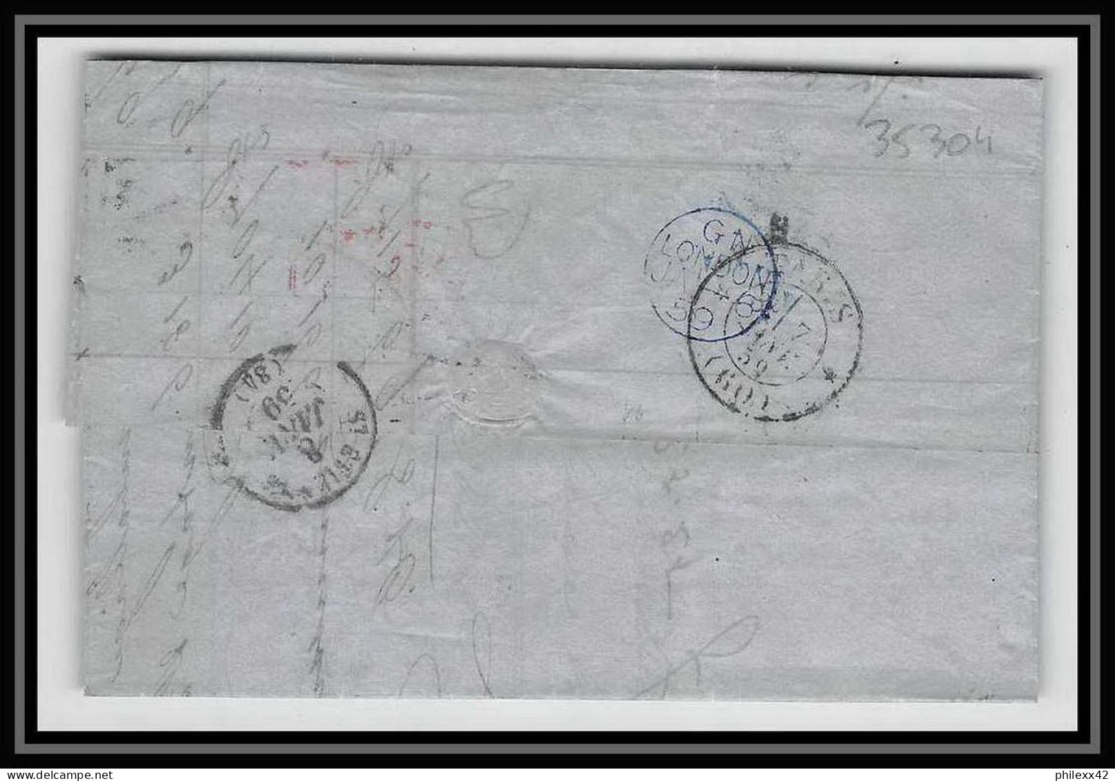 35304 N°16 Victoria 4p Rose London St Etienne France 1859 Cachet 21 Lettre Cover Grande Bretagne England - Covers & Documents