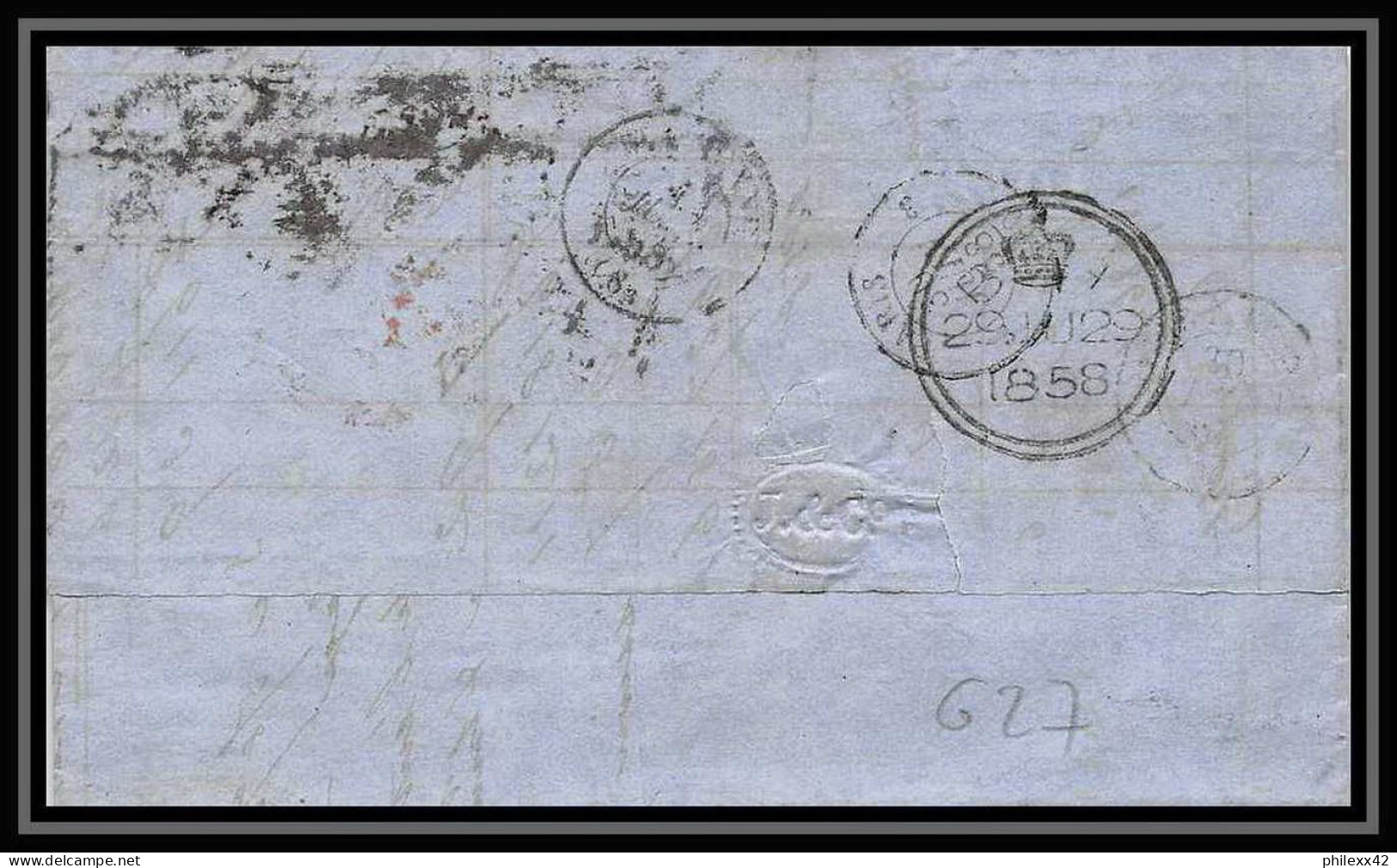 35303 N°16 Victoria 4p Rose London St Etienne France 1858 Cachet 21 Lettre Cover Grande Bretagne England - Brieven En Documenten