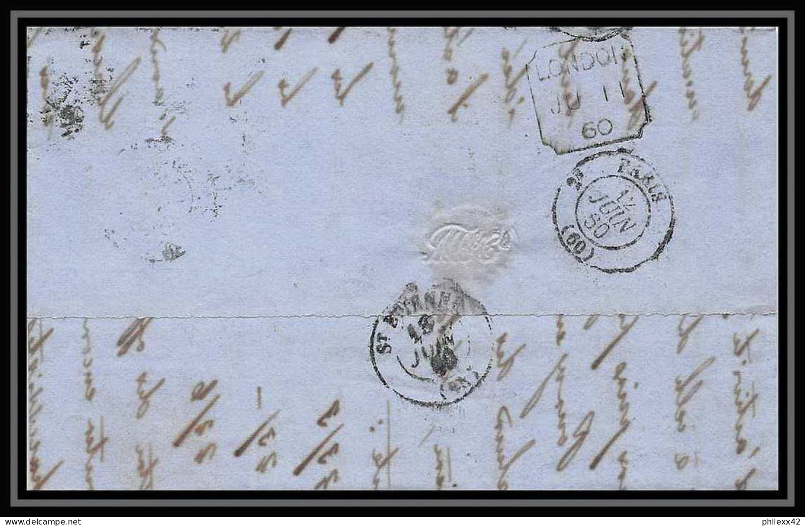 35295 N°16 Victoria 4p Rose London St Etienne France 1860 Cachet 18 Lettre Cover Grande Bretagne England - Briefe U. Dokumente