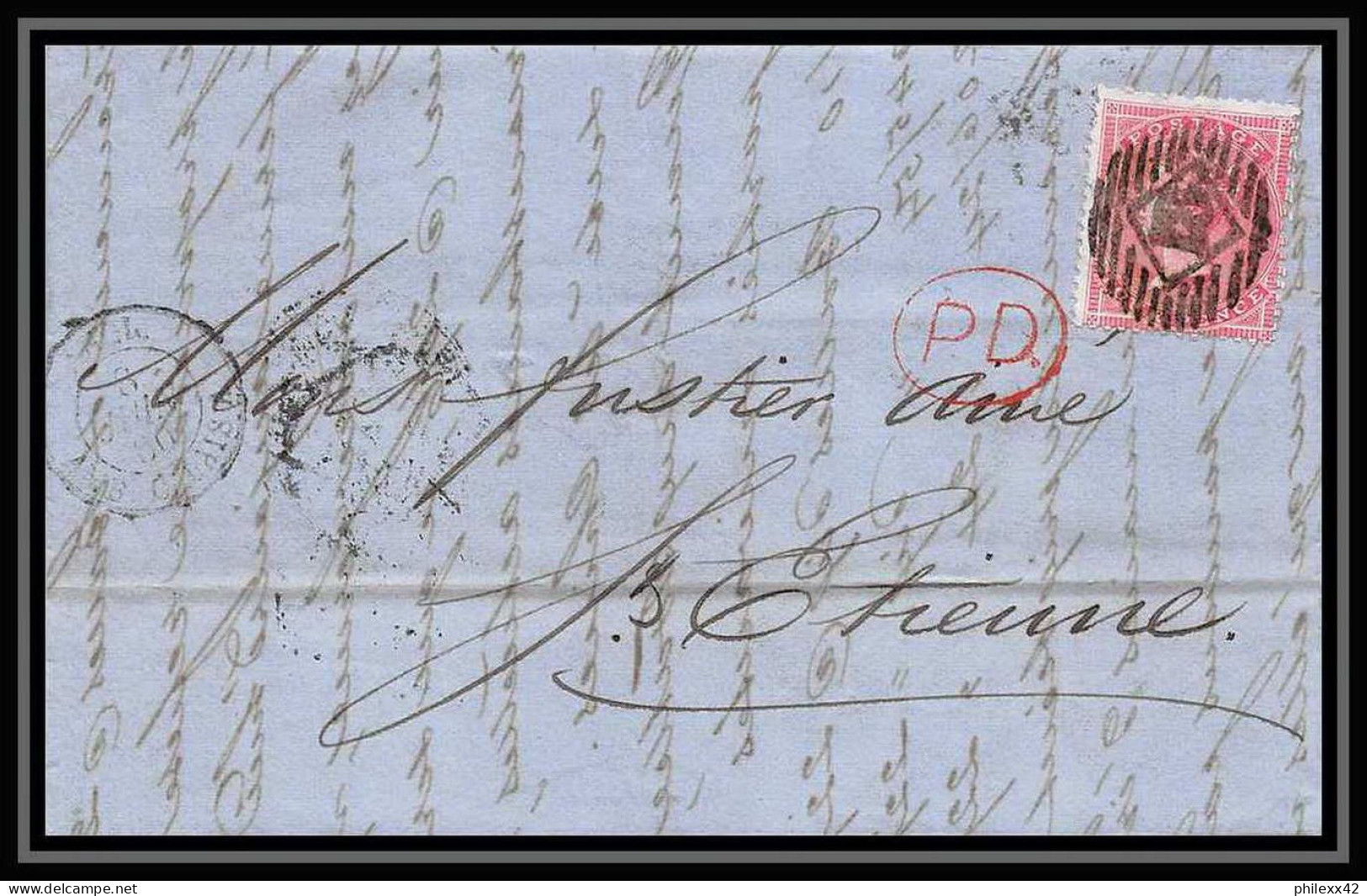 35289 N°16 Victoria 4p Rose London St Etienne France 1860 Cachet 18 Lettre Cover Grande Bretagne England - Storia Postale