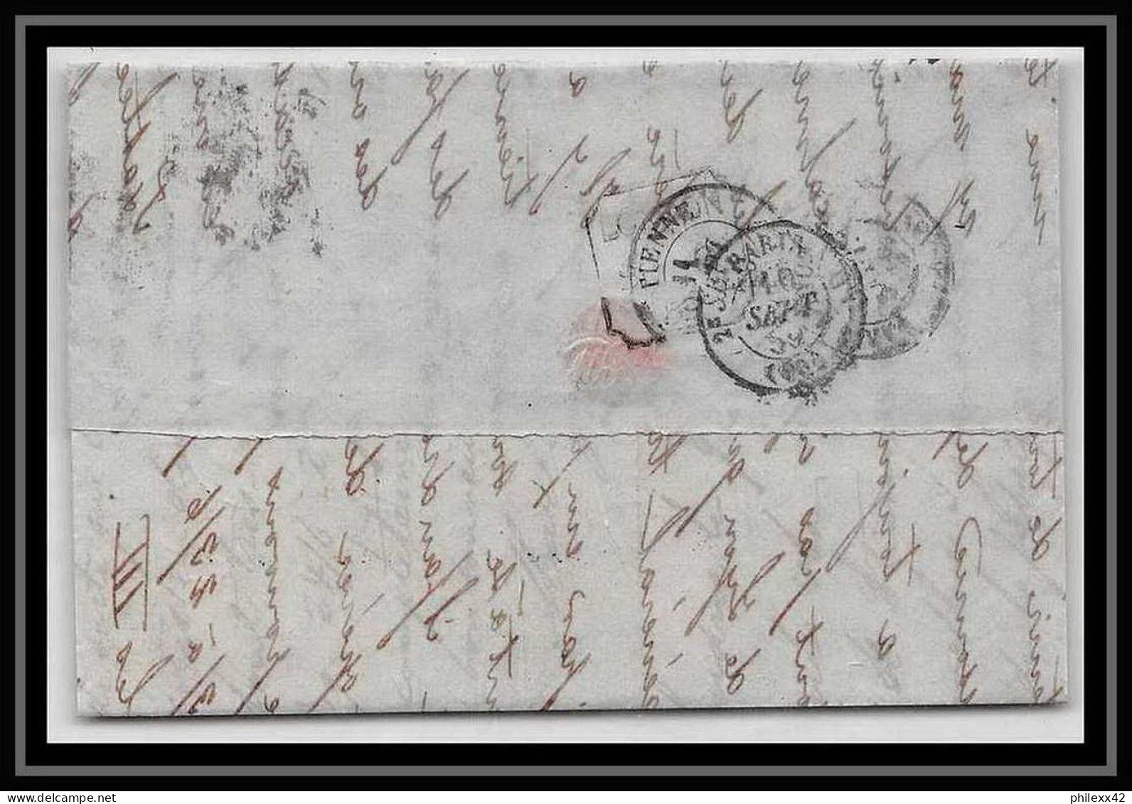 35274 N°16 Victoria 4p Rose London St Etienne France 1860 Cachet 11 Lettre Cover Grande Bretagne England - Covers & Documents