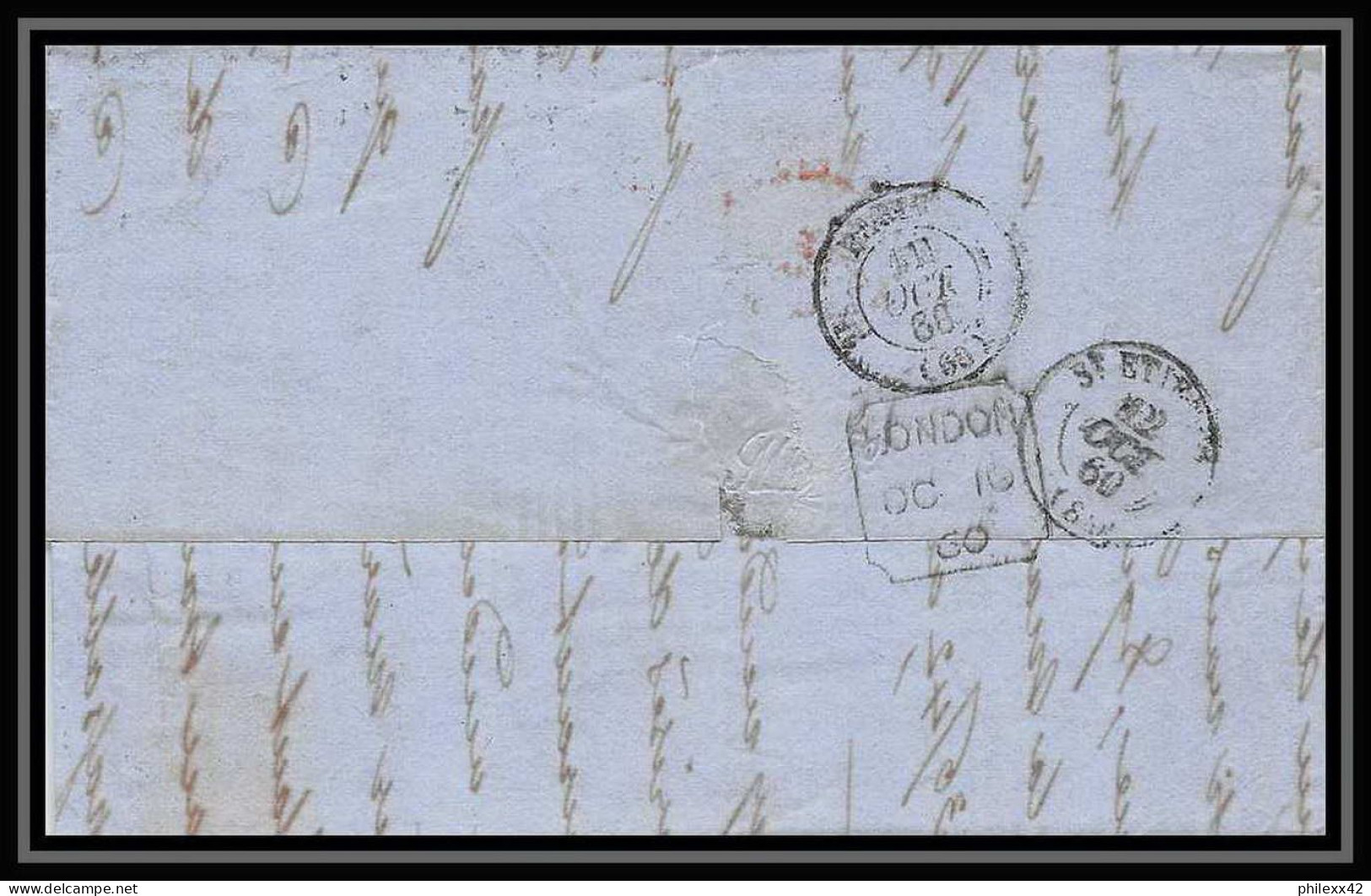 35260 N°16 Victoria 4p Rose London St Etienne France 1860 Cachet 3 Lettre Cover Grande Bretagne England - Briefe U. Dokumente