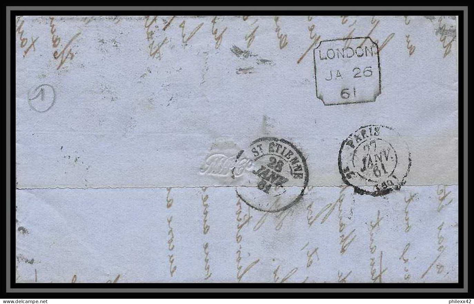 35259 N°16 Victoria 4p Rose London St Etienne France 1861 Cachet 1 Lettre Cover Grande Bretagne England - Covers & Documents