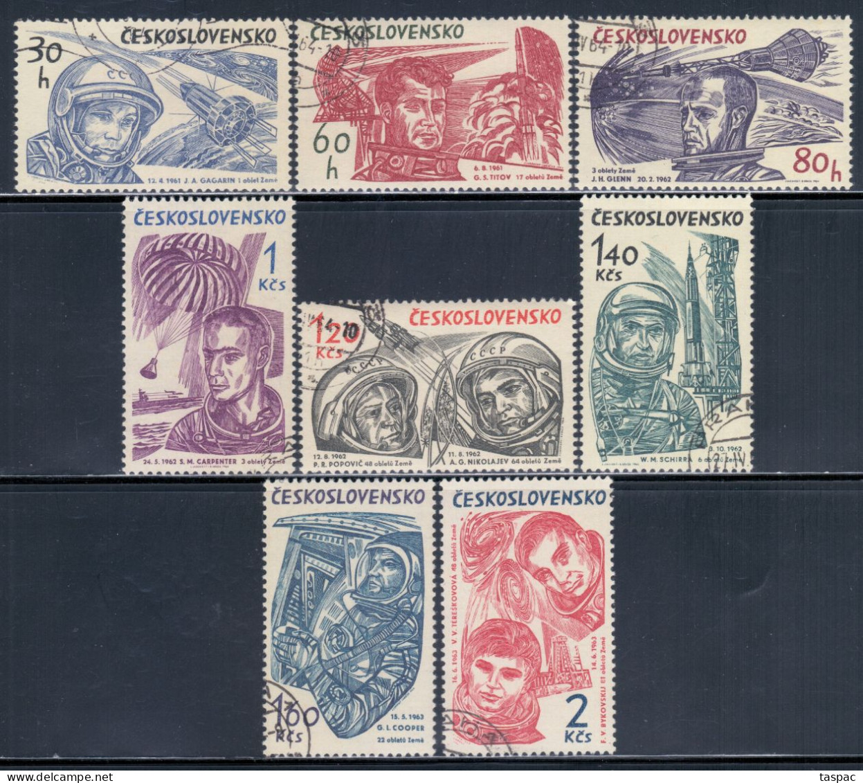 Czechoslovakia 1964 Mi# 1463-1470 Used - World’s First 10 Astronauts / Space - Europa