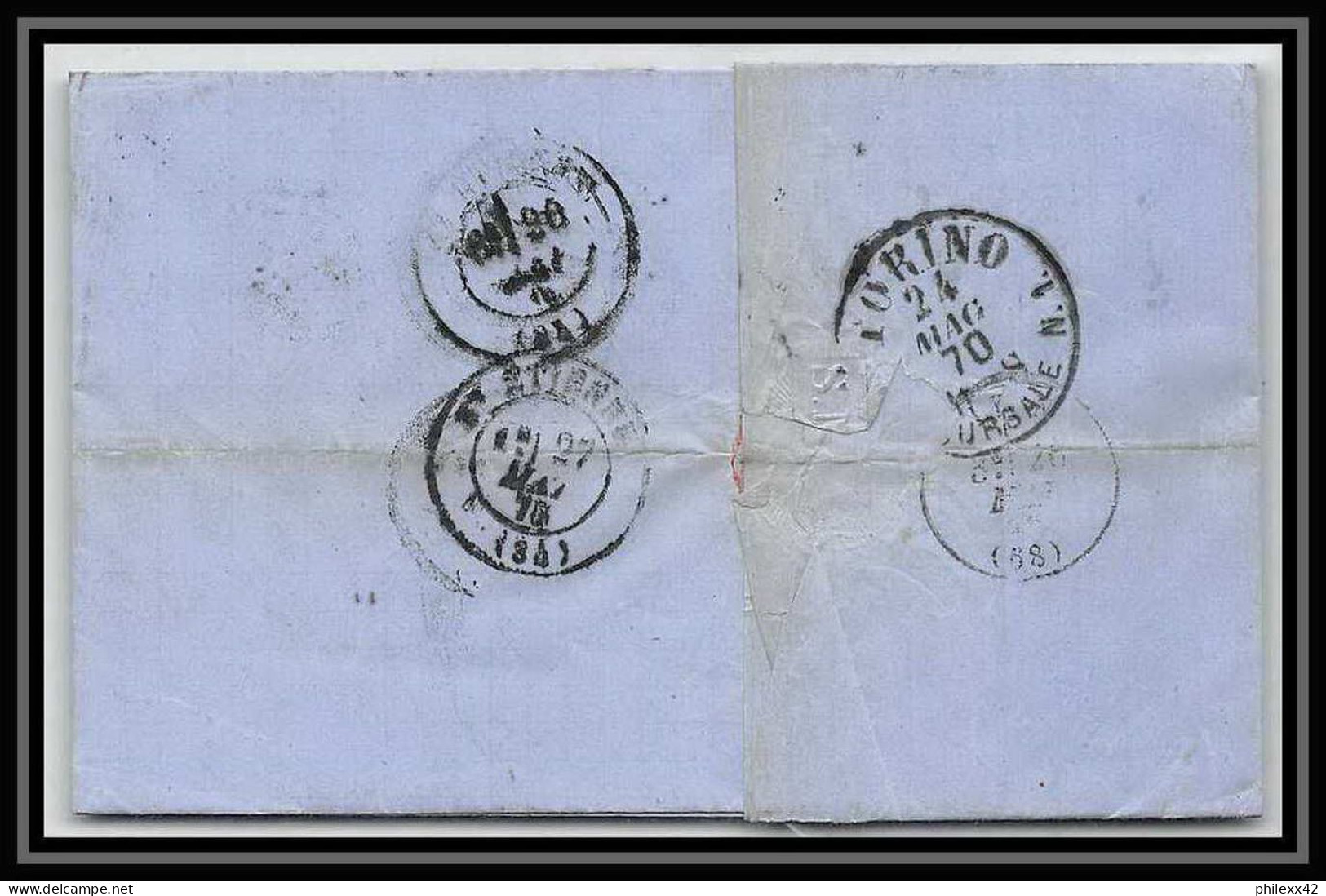 35070 N°23 20C Bleu Milano Staz St Etienne France Lettre Cover Italie Italia Italy Lettre Cover Vittorio Emanuele 2 - Poststempel