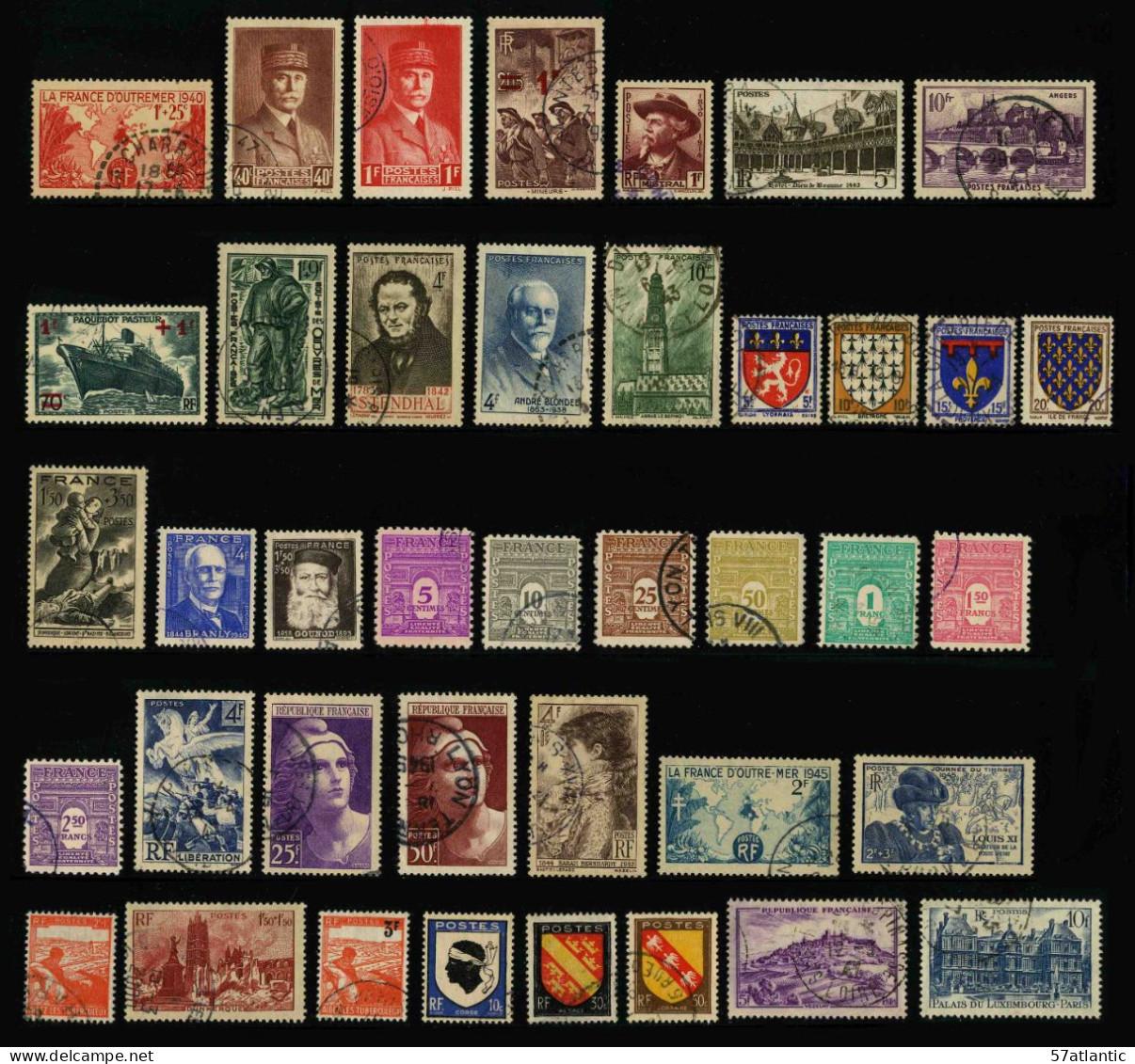 FRANCE - 1940-1946 - LOT DE 40 TIMBRES OBLITERES DIFFERENTS - Used Stamps