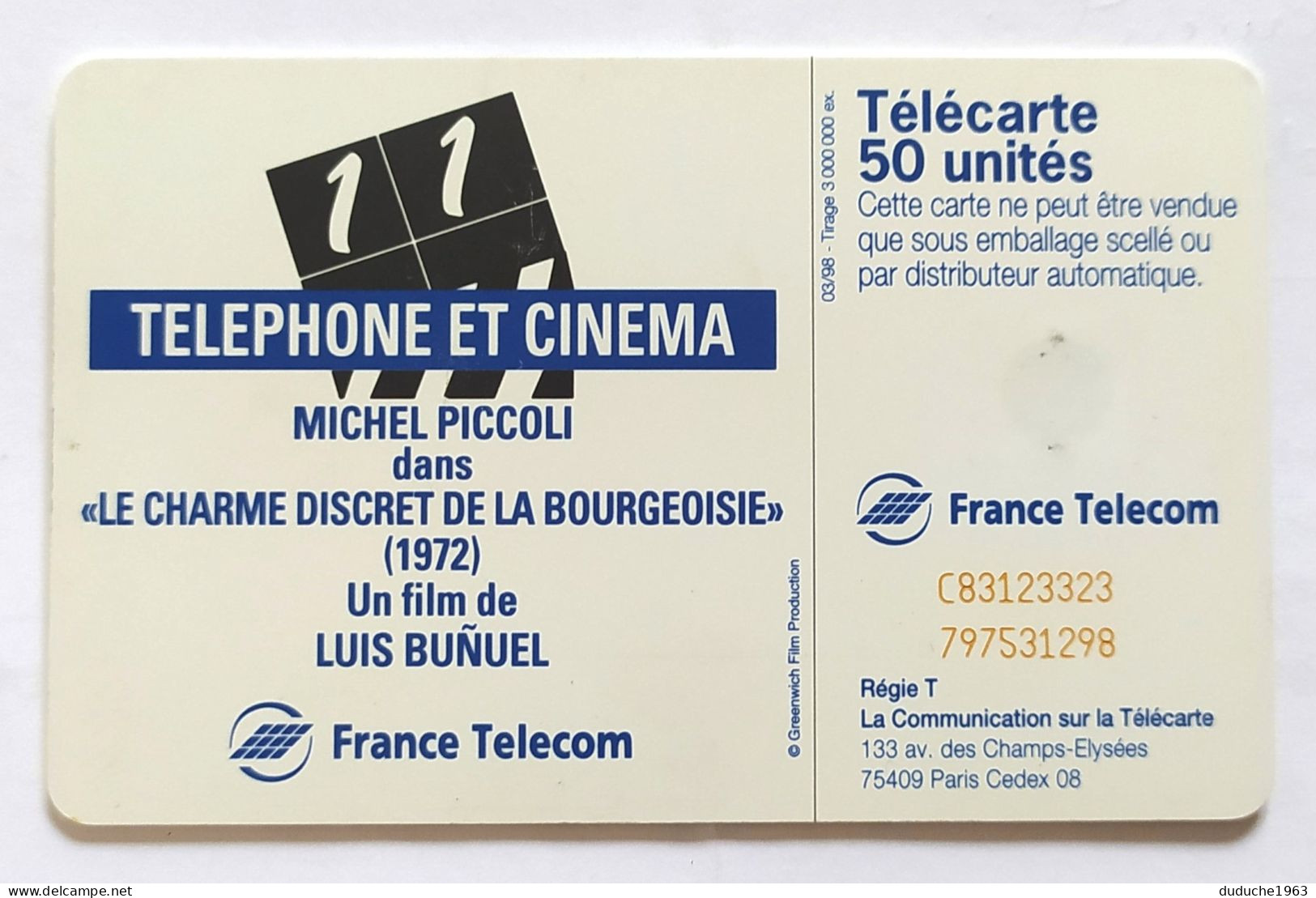 Télécarte France - Téléphone Et Cinéma - Michel Piccoli - Non Classés