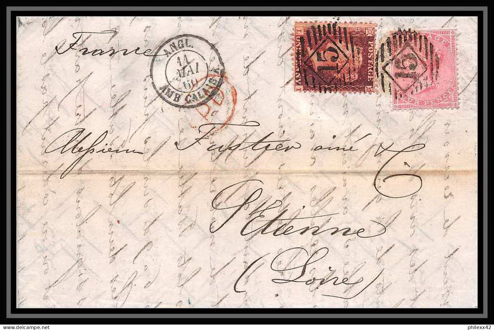 35911 N°16 + 26 Victoria London St Etienne France 1860 Lettre Cover Grande Bretagne England - Covers & Documents