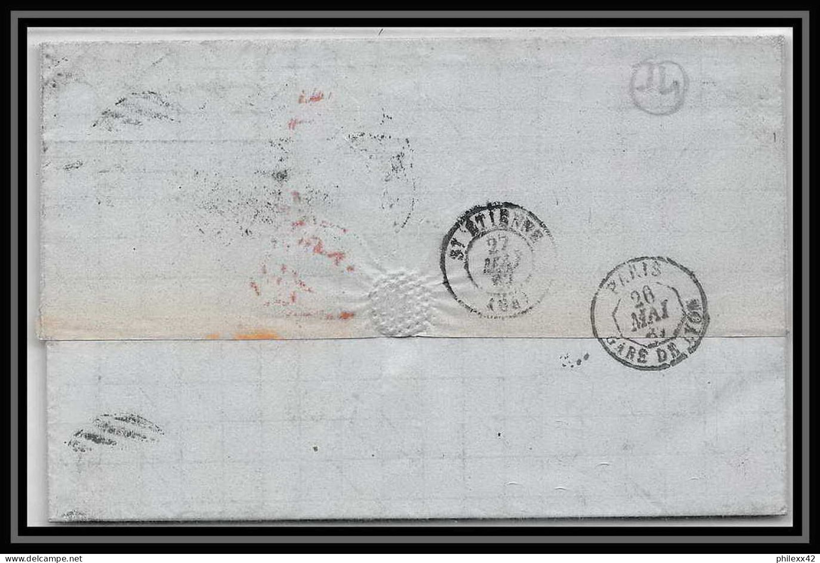 35885 N°32 Victoria 4p Red London St Etienne France 1867 Cachet EC80 Lettre Cover Grande Bretagne England - Storia Postale