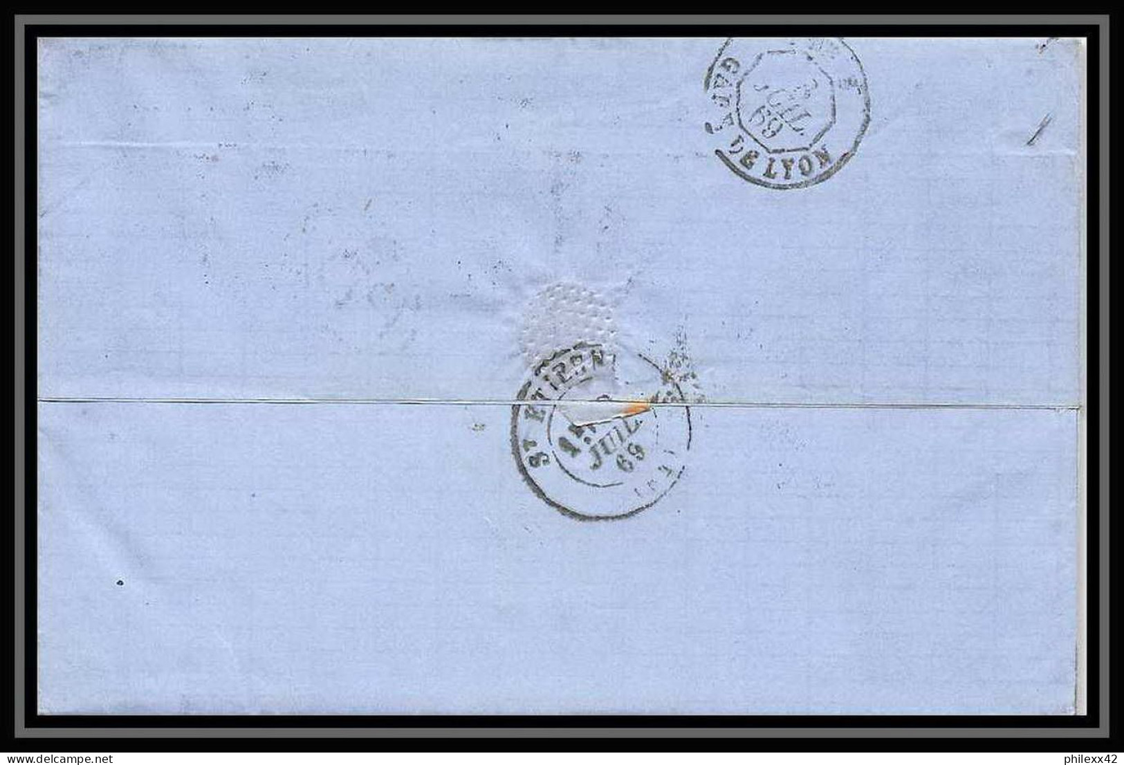 35879 N°32 Victoria 4p Red London St Etienne France 1869 Cachet EC78 Lettre Cover Grande Bretagne England - Lettres & Documents